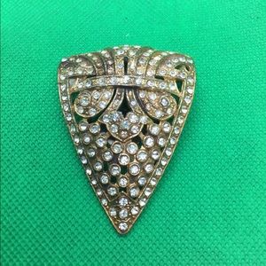 LARGE ANTIQUE RHINESTONE DRESS CLIP 1930